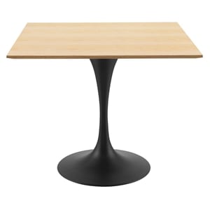 Modway Lippa 36&quot Square Wood and Metal Dining Table in Natural/Black