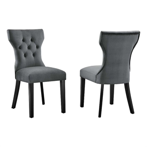 Modway Silhouette 20&quot Modern Fabric Dining Chairs in Black/Gray (Set of 2)