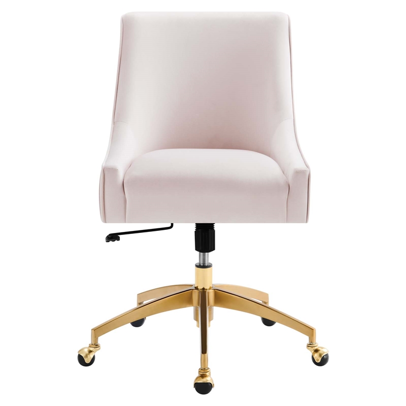Modway Discern Modern Performance Velvet Swivel Office Chair in Pink