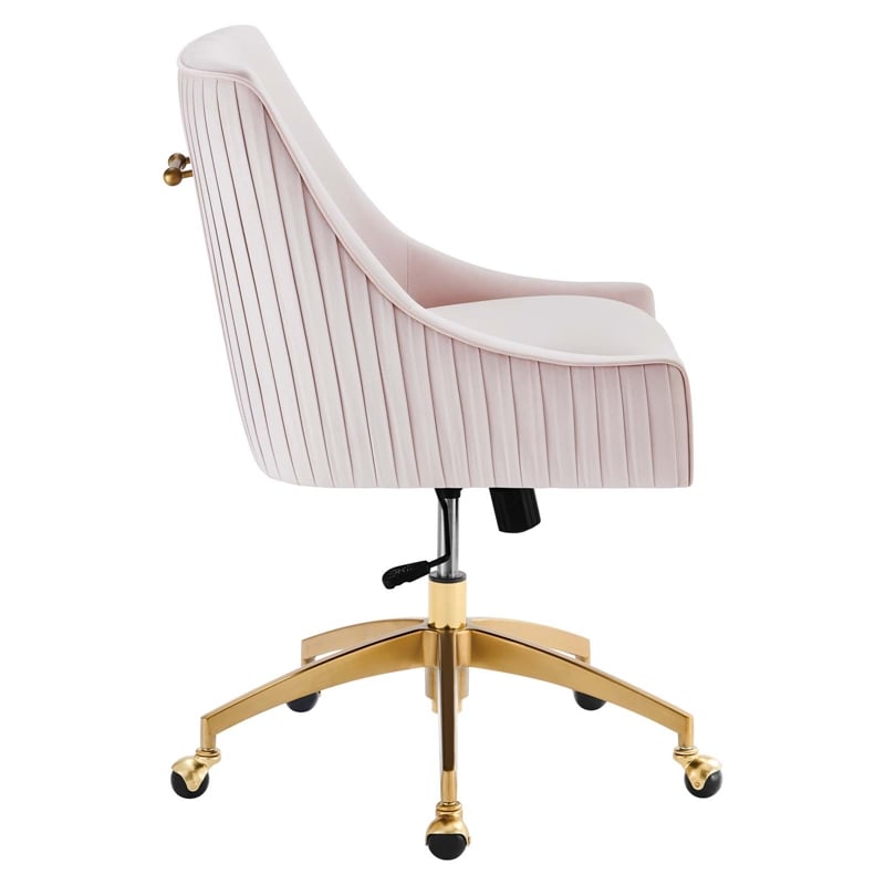 Modway Discern Modern Performance Velvet Swivel Office Chair in Pink