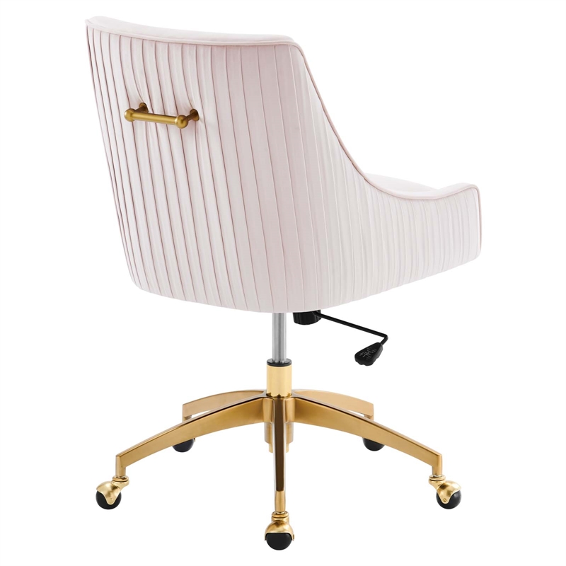 Modway Discern Modern Performance Velvet Swivel Office Chair in Pink