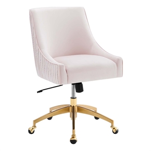 Modway Discern Modern Performance Velvet Swivel Office Chair in Pink
