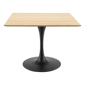 Modway Lippa 40&quot Square Wood and Metal Dining Table in Natural/Black