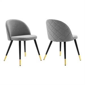Modway Cordial 18&quot Fabric & Metal Dining Chairs in Black/Light Gray (Set of 2)