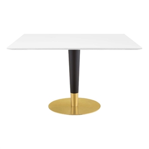 Modway Zinque 47&quot Square Modern Wood/Metal Dining Table in White & Gold