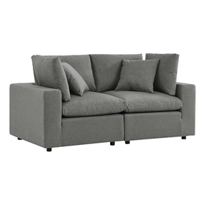 Modway Commix Modern Overstuffed Fabric Outdoor Loveseat in Charcoal