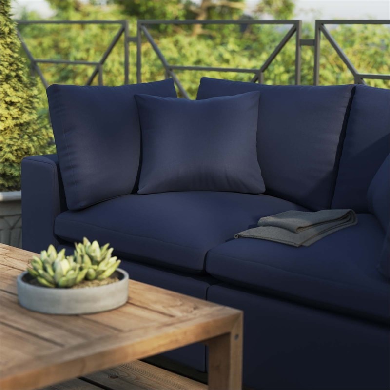 Modway Commix Modern Overstuffed Fabric Outdoor Loveseat in Navy