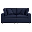 Modway Commix Modern Overstuffed Fabric Outdoor Loveseat in Navy