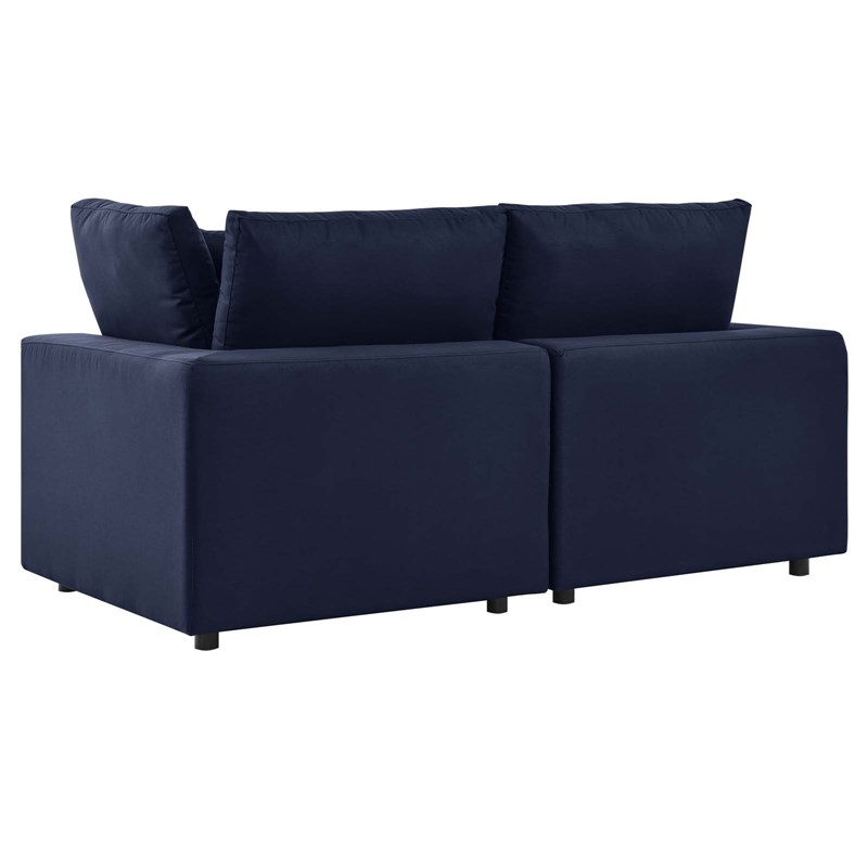 Modway Commix Modern Overstuffed Fabric Outdoor Loveseat in Navy