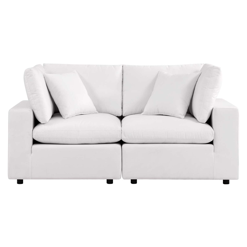 Modway Commix Modern Overstuffed Fabric Outdoor Loveseat in White