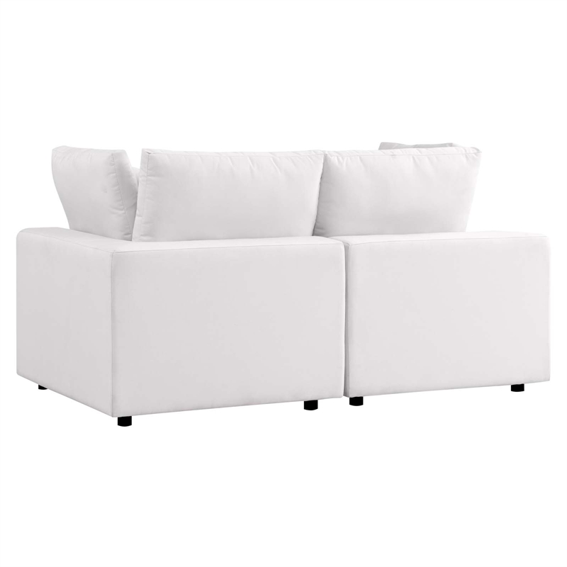 Modway Commix Modern Overstuffed Fabric Outdoor Loveseat in White