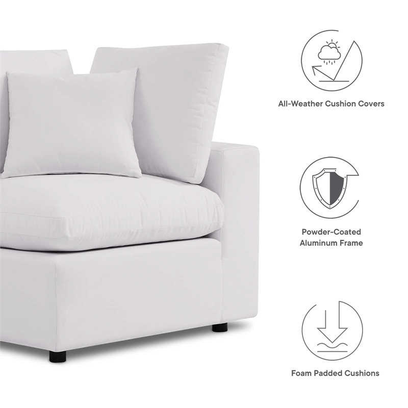 Modway Commix Modern Overstuffed Fabric Outdoor Loveseat in White