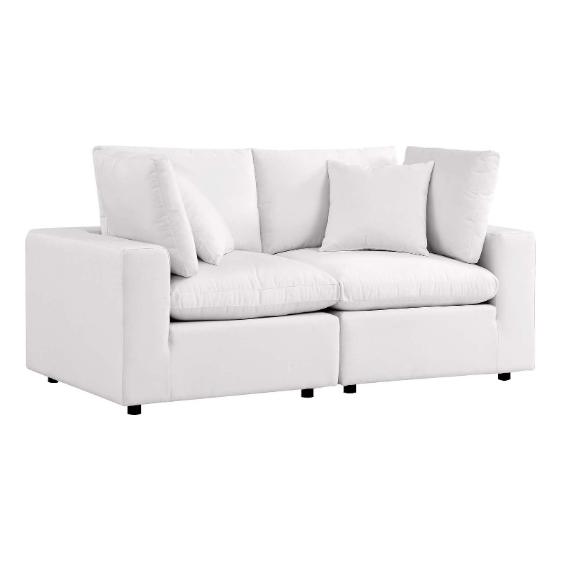 Modway Commix Modern Overstuffed Fabric Outdoor Loveseat in White