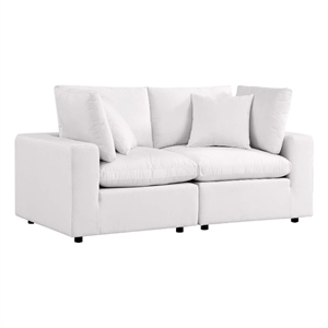 Modway Commix Modern Overstuffed Fabric Outdoor Loveseat in White