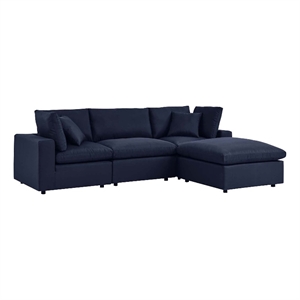 Modway Commix 4-Piece Modern Fabric Outdoor Sectional Sofa in Navy