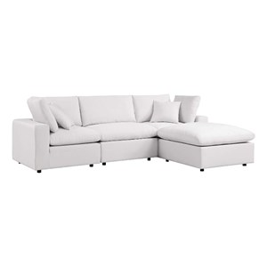 Modway Commix 4-Piece Modern Fabric Outdoor Sectional Sofa in White