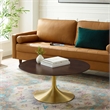Modway Lippa Modern Wood/Metal Coffee Table in Gold/Cherry Walnut