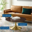 Modway Lippa Modern Wood/Metal Coffee Table in Gold/Cherry Walnut