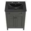 Modway Nantucket Modern Wood/Ceramic Bathroom Vanity in Gray/Black