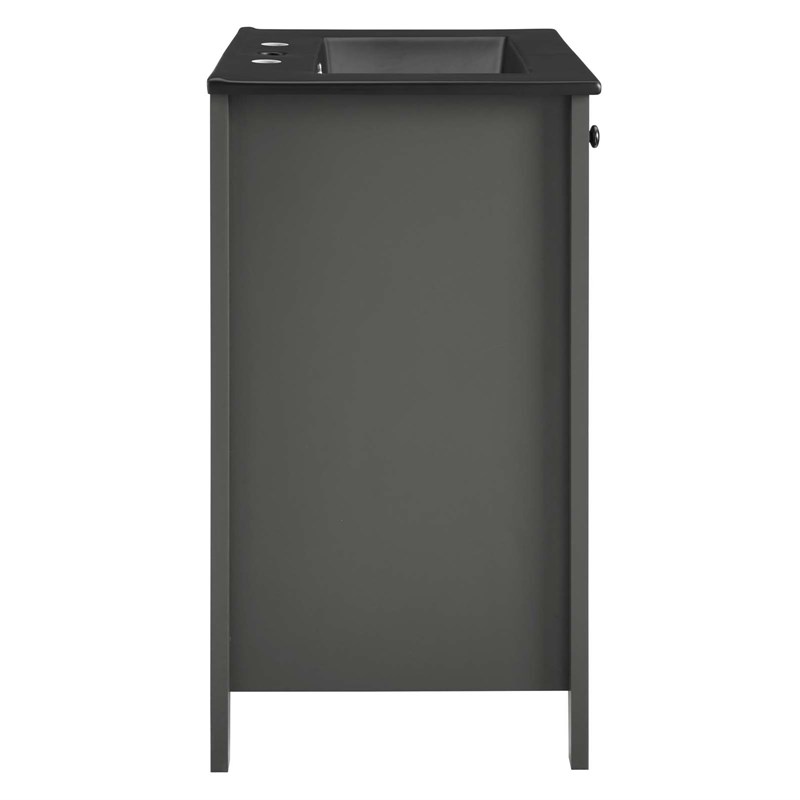 Modway Nantucket Modern Wood/Ceramic Bathroom Vanity in Gray/Black