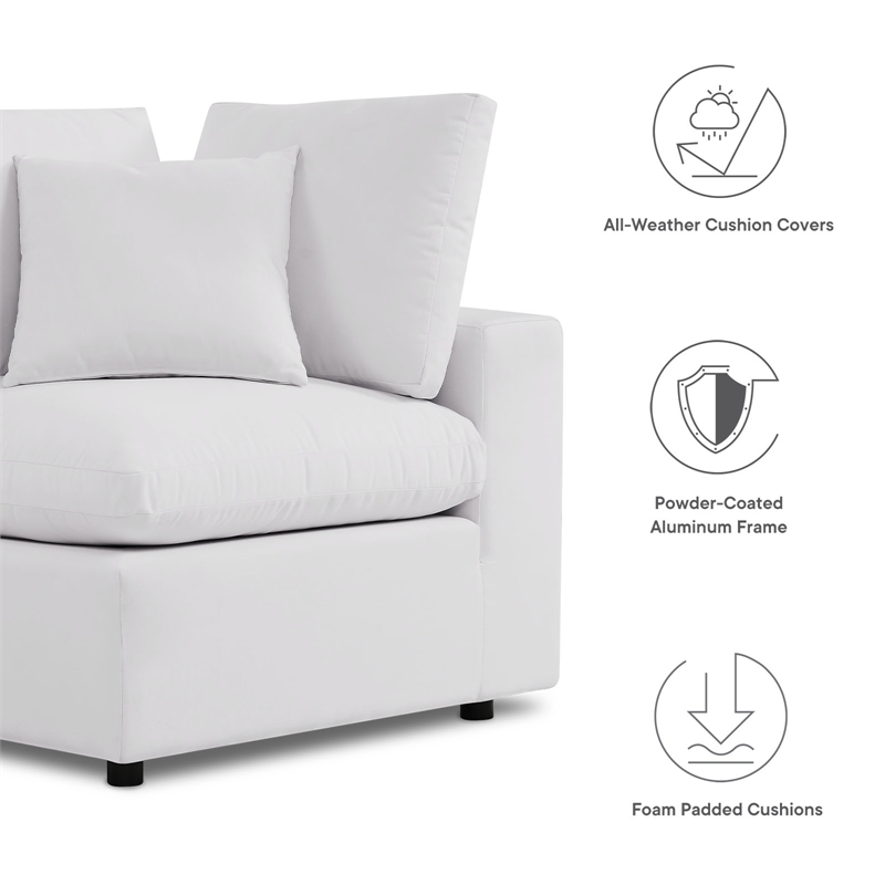 Modway Commix 6-Piece Modern Fabric Outdoor Sectional Sofa in White