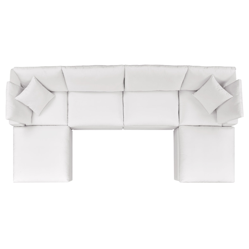 Modway Commix 6-Piece Modern Fabric Outdoor Sectional Sofa in White