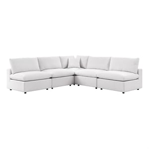 Modway Commix 5-Piece Modern Fabric Patio Sectional Sofa in White