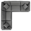 Modway Commix 5 Piece Modern Fabric Patio Sectional Sofa in Charcoal