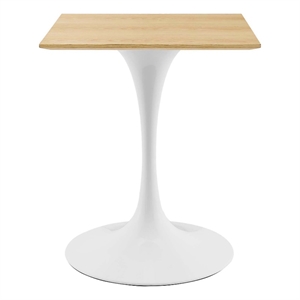 Modway Lippa 23.5&quot Modern Wood Square Dining Table in White & Natural
