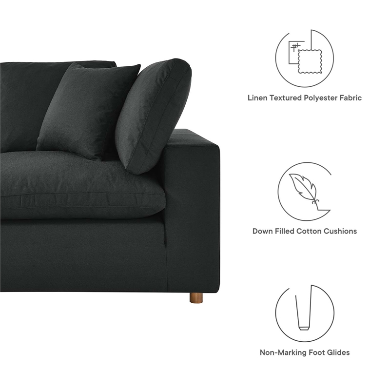Modway Commix 6-Piece Modern Fabric Overstuffed Sectional Sofa in Black