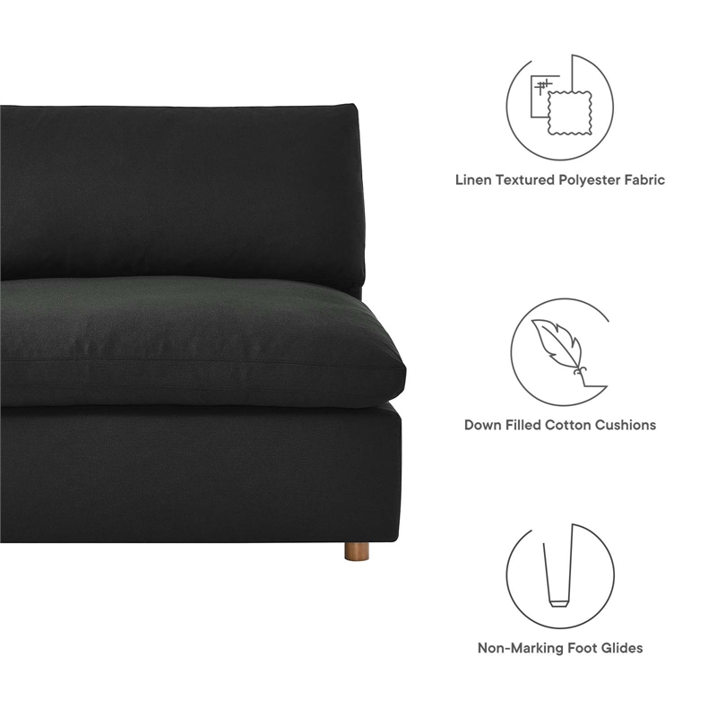 Modway Commix 6-Piece Modern Fabric Overstuffed Sectional Sofa in Black