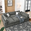 Modway Commix 6-Piece Modern Fabric Overstuffed Sectional Sofa in Gray