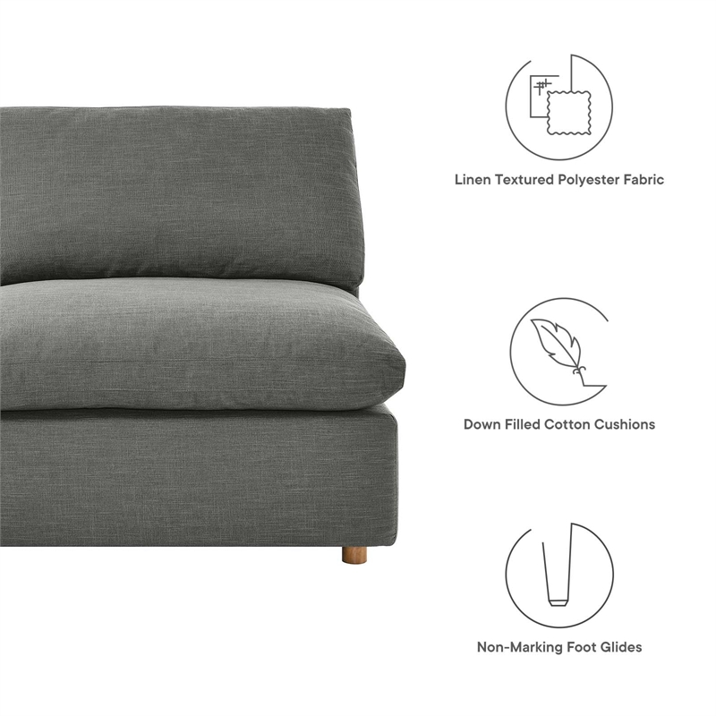 Modway Commix 6-Piece Modern Fabric Overstuffed Sectional Sofa in Gray