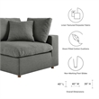 Modway Commix 6-Piece Modern Fabric Overstuffed Sectional Sofa in Gray