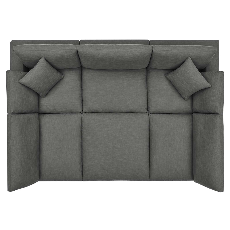 Modway Commix 6-Piece Modern Fabric Overstuffed Sectional Sofa in Gray