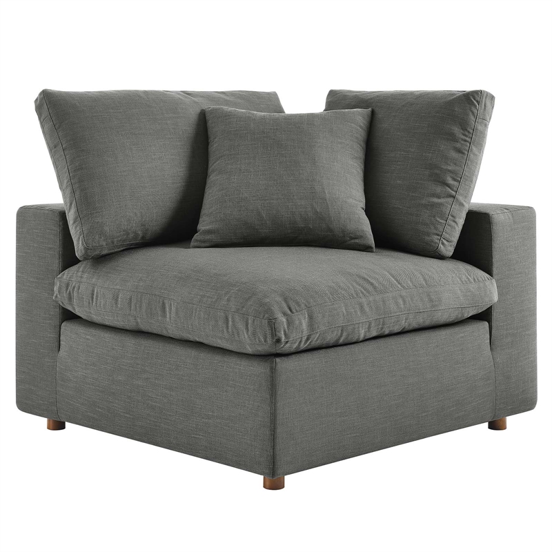 Modway Commix 6-Piece Modern Fabric Overstuffed Sectional Sofa in Gray