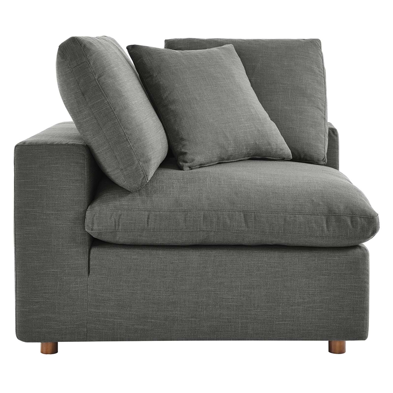 Modway Commix 6-Piece Modern Fabric Overstuffed Sectional Sofa in Gray