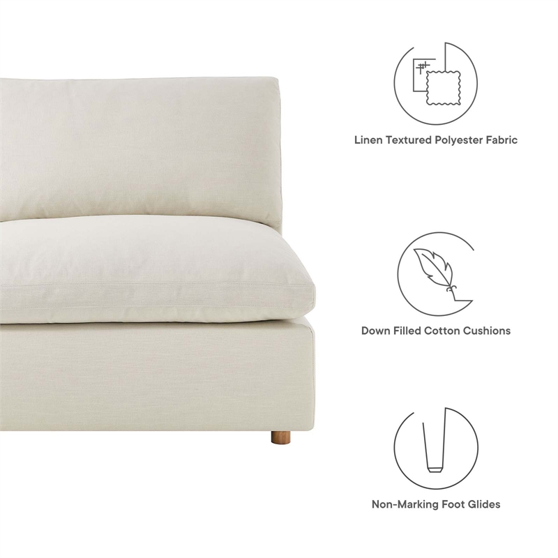 modway commix 6-piece modern fabric overstuffed sectional sofa in light beige