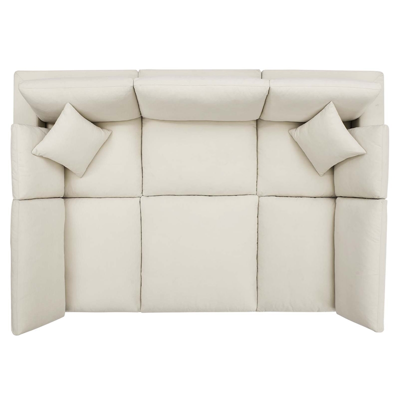 modway commix 6-piece modern fabric overstuffed sectional sofa in light beige