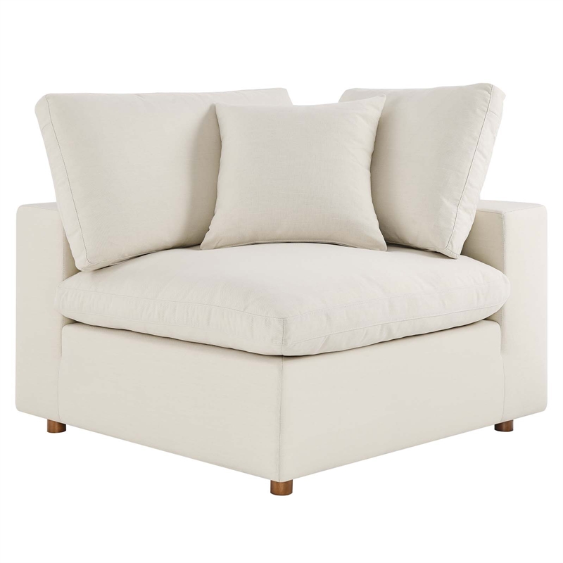 modway commix 6-piece modern fabric overstuffed sectional sofa in light beige