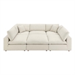 Modway Commix 6-Piece Modern Fabric Overstuffed Sectional Sofa in Light Beige