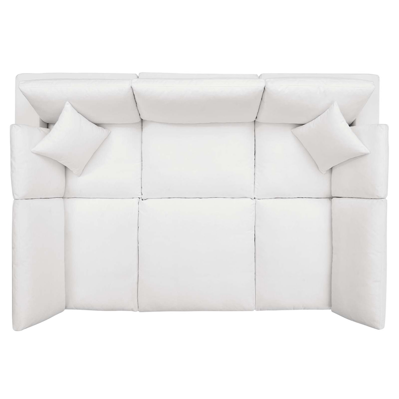 Modway Commix 6-Piece Modern Fabric Overstuffed Sectional Sofa in Pure White