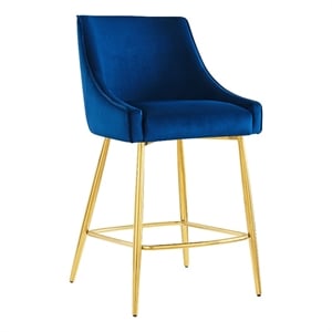 Modway Discern 25.5&quot Modern Performance Velvet Counter Stool in Navy/Gold