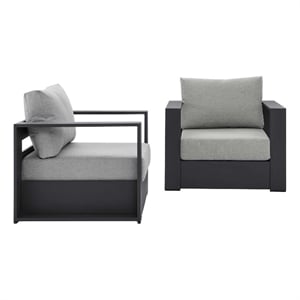 Modway Tahoe Fabric & Aluminum Outdoor Armchair in Gray (Set of 2)