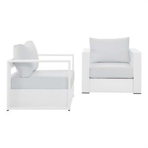 Modway Tahoe Fabric & Aluminum Outdoor Armchair in White (Set of 2)