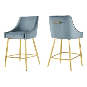 Modway Discern 25.5&quot Velvet Counter Stools - Light Blue (Set of 2)