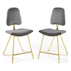 Modway Ponder Performance Velvet Upholstered Dining Counter Stool in Gray