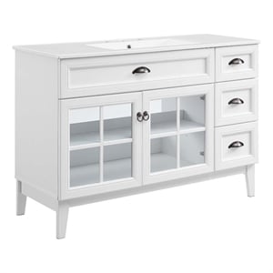 Modway Isle 48&quot Modern Wood Single Sink Bathroom Vanity Cabinet in White