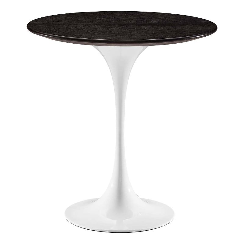 Modway Lippa 20&quot Round Modern Wood & Metal Side Table in Walnut/White