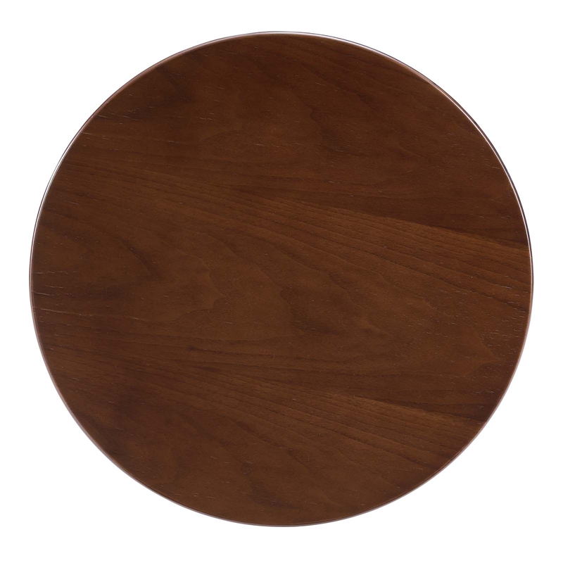modway lippa 20&quot round modern wood/stainless steel side table in cherry/gold